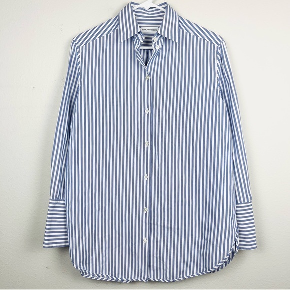 Scanlan Theodore Tops - Scanlan Theodore Blue & White Striped Long Sleeve Buttondown Blouse Shirt Size 2